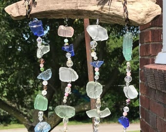 Sea Glass wind chime or sun catchers - handmade