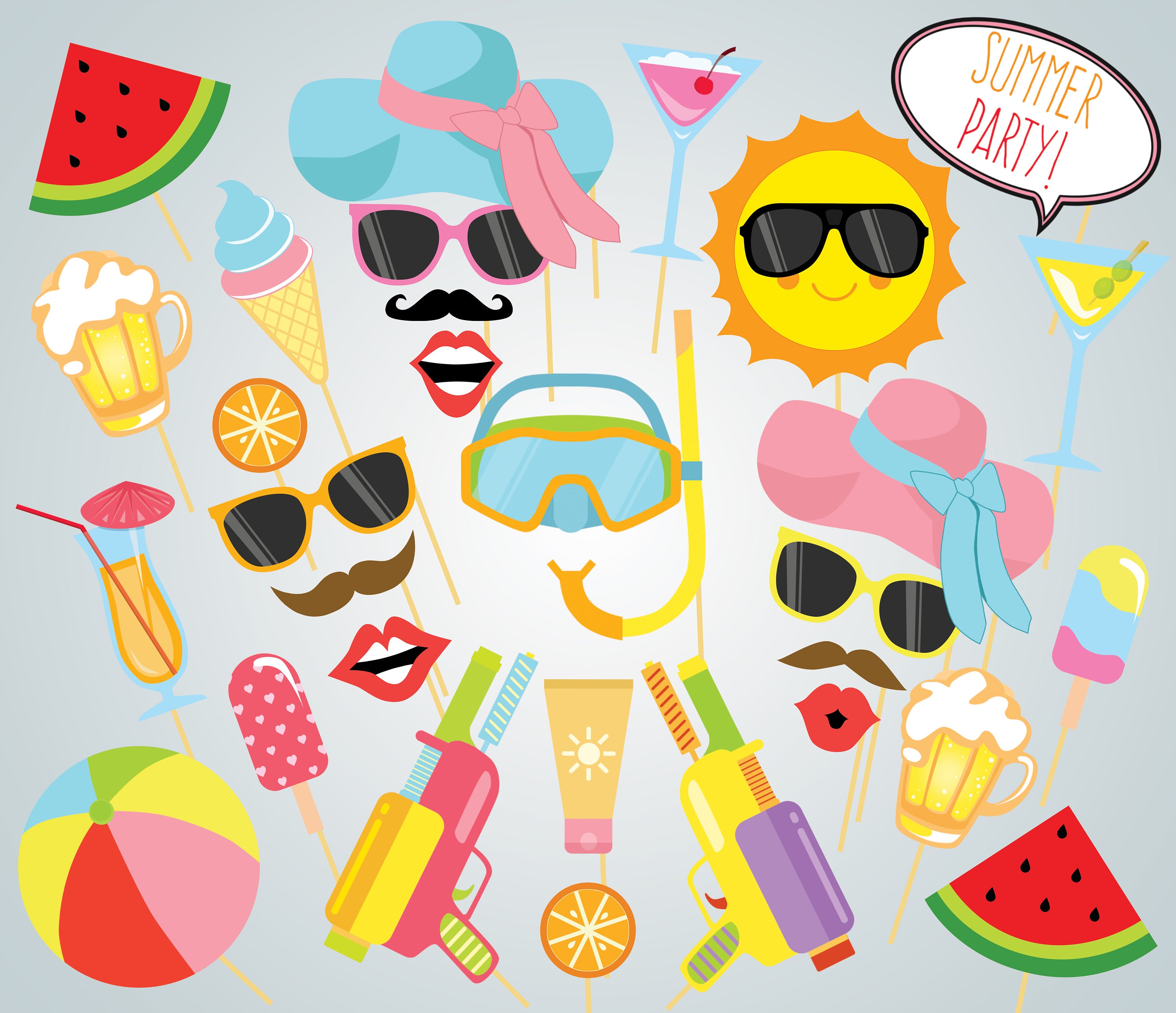 Free Printable Summer Photo Booth Props Printable Templates