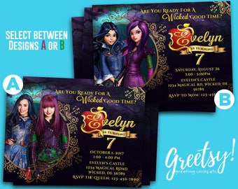 Descendants Invitation, Descendants Birthday, Descendants Party, Descendants 2 Invites, Descendants Birthday Party, Descendants Printables