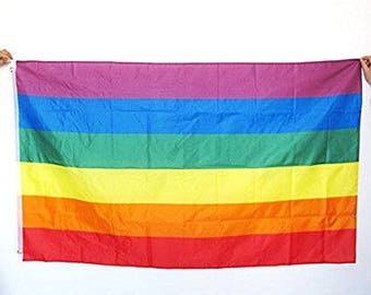 Rainbow Pride Flag JULY SALE only 5.99! Top selling flag! I ship same day! 3x5 feet LGBTQ Gay Pride polyester with two metal grommets