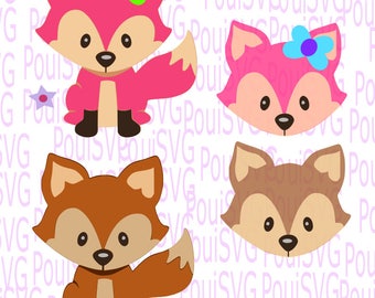 Fox svg, boy and girl svg,Baby animal,cutting file,silhouette cut,Woodland animal,Vinyl T-shirtdesign,Cricut cut file
