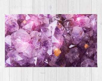 Purple Amethyst Crystal Rug, Purple Nursery Rug, Purple Area Rug, Purple Dorm Rug, Violet Purple Area Rug, Polyester Rug, Purple Decor