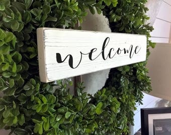 Welcome Sign | Wreath Sign| Front Door Sign | Wood Sign | Farmhouse | Gallery Wall Sign