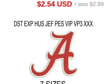 TODAY SALE 15% Alabama A embroidery design logo / embroidery designs / INSTANT download machine embroidery pattern