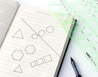 planner stencil, bullet journal stencil, school supplies, back to school, bujo stencil, geometric shapes, plastic stencil, box stencil