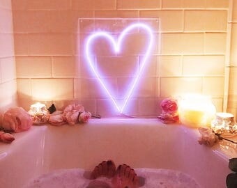 Small HEART 11 x 14 in - faux El Wire Neon Sign / Handmade / HEART DESIGN