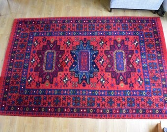 Grand tapis de laine tissée main