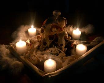 Photography Print: Candle Lit Skull Stack