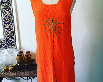 Vintage Orange Tropical Tunic Dress