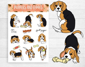 Beagle Hound Terrier Puppy Stickers 9pk
