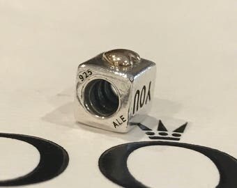 Authentic Pandora I Love You Box Charm Sterling Silver & 14k Gold Pandora Two Tone Bead Retired Pandora Charm Free Shipping
