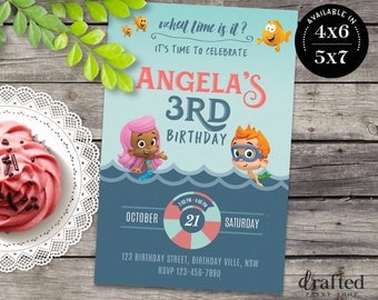 Bubble Guppies Invitation, Bubble Guppies Birthday, Bubble Guppies Party, Bubble Guppies Invites, Bubble Guppies Printables, Printable cards