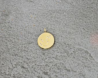 Constellation pendant, ZCW-02G, 1pc, Aquarius, 16K gold plated brass, Cubic zirconia, Not easily tarnished, High quality of gold plating