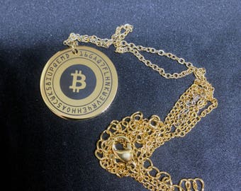 Personalised 18k Gold Plated Stainless Steel Bitcoin Pendant Necklace