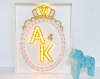 String art with LED light : Couple Initials - style 1