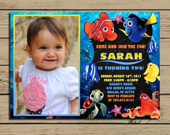 Finding Dory Invitation - Finding Dory Birthday Party Invite - Finding Dory Chalkboard Invitation With Photo - Finding Nemo - YOU PRINT