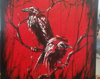Crow painting | Etsy
