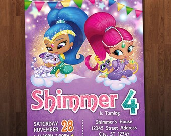 Shimmer and Shine Birthday Invitation, Shimmer and Shine Invitation, Shimmer and Shine Birthday Custom Personalized Printable Digital Invite