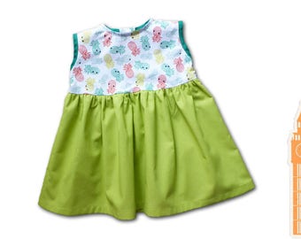 Baby girl clothing / lime green princess dress / 12 months birthday gift