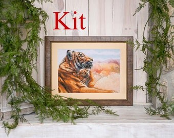 cross stitch pattern counted cross stitch chart cute cross stitch animals home cross stitch kit modern tiger easy cross stitch for mom