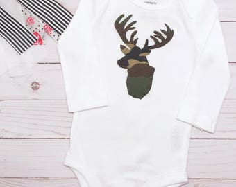 Stag Onesie | Baby Camo Bodysuit | Baby Camo Onesie | Camo Baby | Baby Hunting Clothes | Antler Bodysuit | Baby Gifts | Custom Onesie