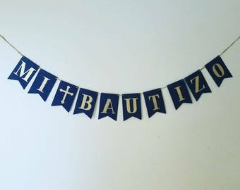 Baptism banner, God bless banner, christening banner, first communion banner, confirmation banner, baptism decor,mi bautizo