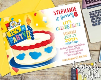 Build a Bear Birthday Invitations, Build a Bear Invitations, Teddy Bear Invitations