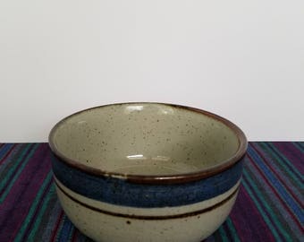 Rustic 80s Blue Stoneware Bowl