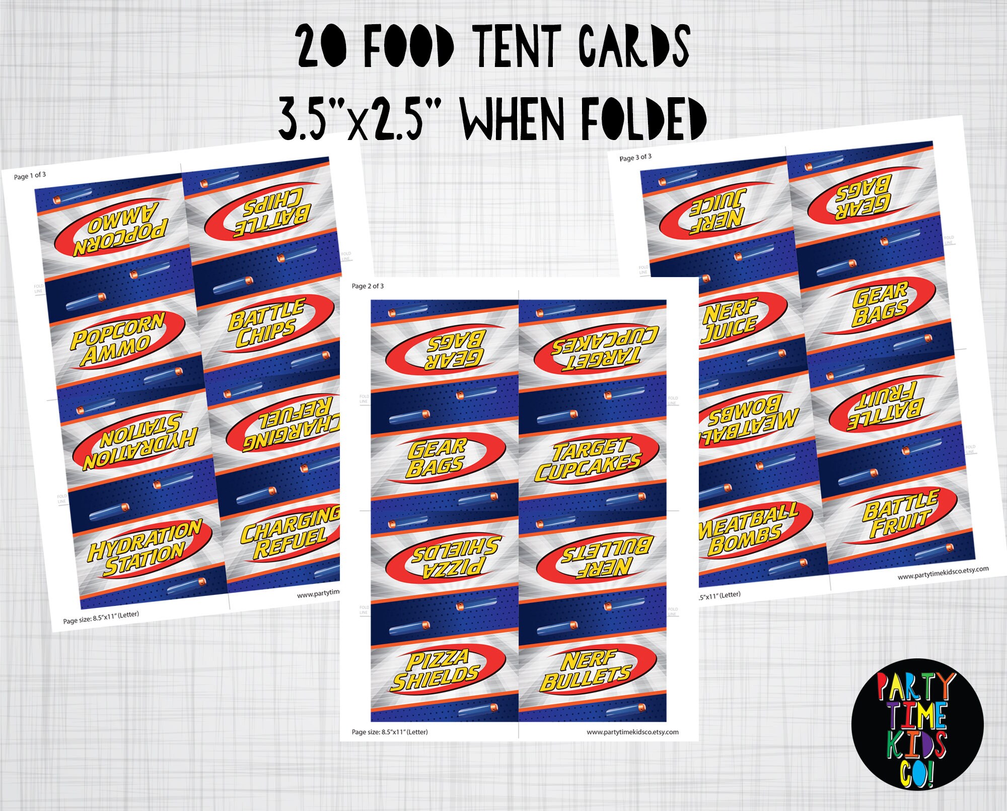 Nerf Food Tent Labels Nerf Wars Party Decorations Party