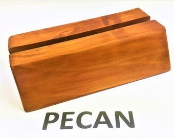 Personalized Pecan Wooden Desktop Business Card Holder Pamphlets Brochures Flyer Holders