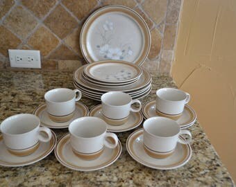 Vintage Watercolors Hearthside Dinnerware Set Plates Cups Saucers