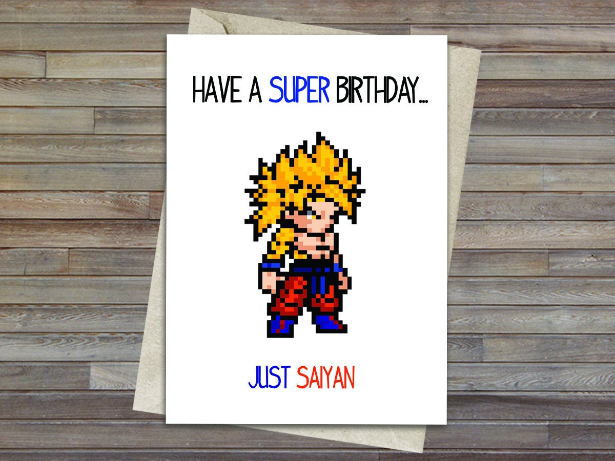 Dragon Ball Z Super Saiyan Birthday Card Goku Cute Card