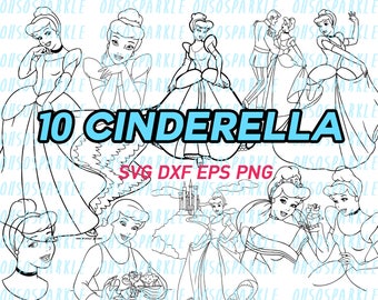 cinderella svg, disney princess svg, clipart, eps, png, dxf, stencils, vinyl, clipart, silhouette, line art, printable, vector, graphics