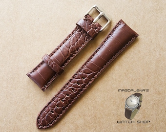 Brown 22 mm Genuine Leather Watch Strap, 22mm Wrist Watch Band, Embossed Leather Watch Straps, Leather Brown Watchband