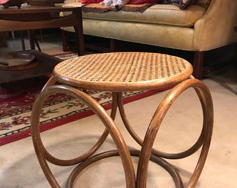 Mid Century Modern Rattan Footstool