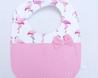 bavoir bébé 0/24 mois "flamant rose/pois/noeud"