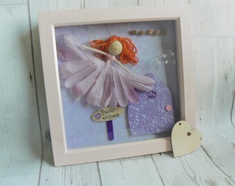 Framed Fairy picture, personalised picture, personalised fairy picture, flower fairy, fairy door, pink fairy, fairy decor, girls room decor