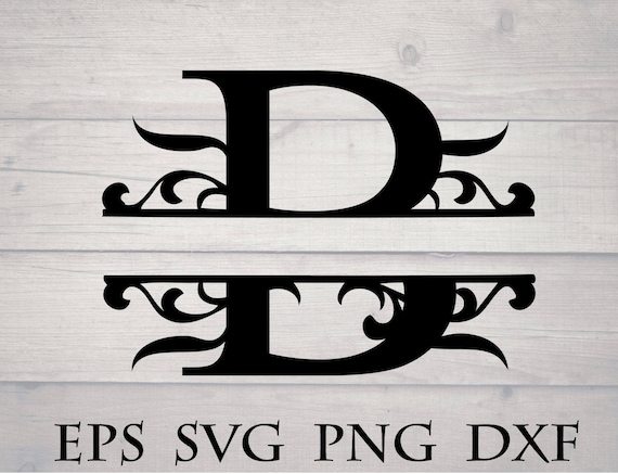 Monogram split letter svg / divided initial B svg swirl