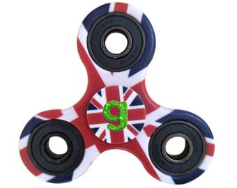 UK Flag Union Jack Fidget Spinner, Personalized, Monogrammed, Nerdy Party Favor, Kid's Birthday Gift, Custom Hand Spinner, Stress Relief Toy