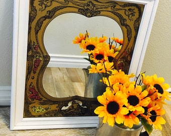 Vintage Gold Mirror; Antique Mirror; Small Mirror