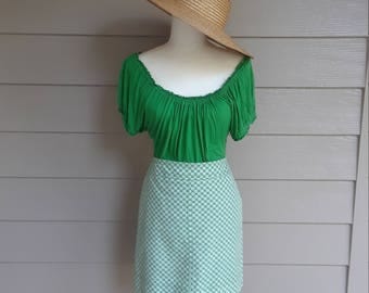Talbott's Green and White Skirt