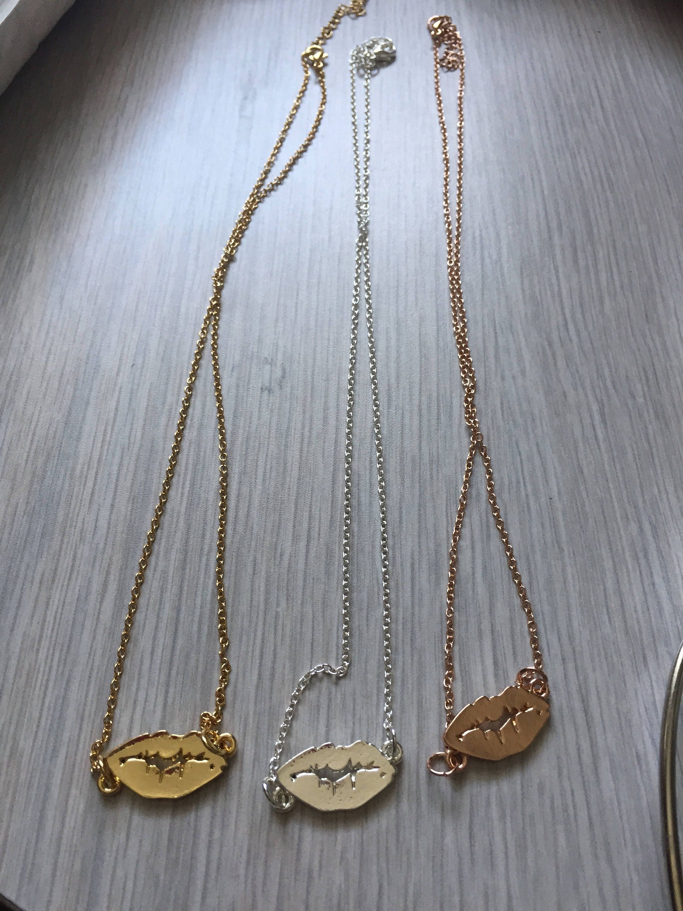 Lips necklace in Gold Silver & Rose Gold