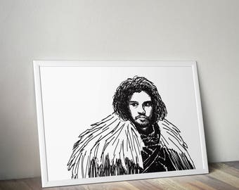 Custom portrait Jon Snow size MEDIUM (700 x 500 mm; 27.5 x 19.6 inch)