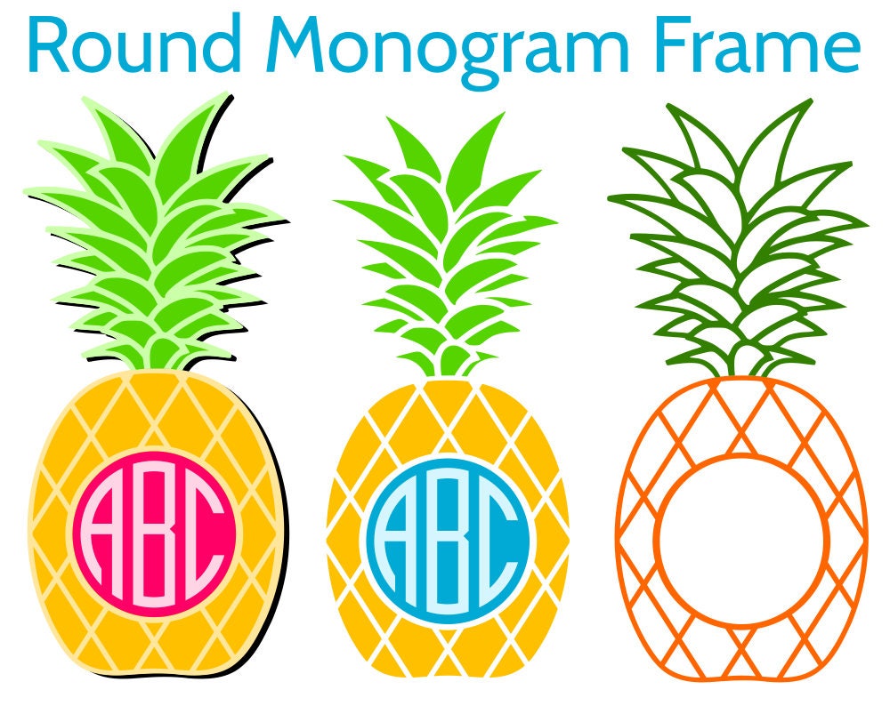 Download Pineapple SVG Pineapple Monogram Frame (Round, Heart and ...