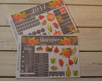 Thanksgiving Monthly Kit, Happy Planner, November Monthly Kit