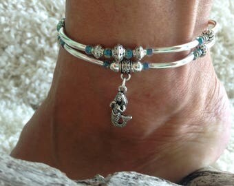 Silver noodle mermaid anklet