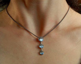 Pendant shell and Marcasite Sterling Silver 925 necklace