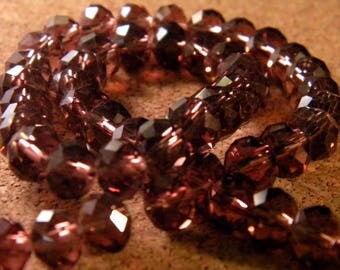 35 silver Austrian Crystal faceted dark purple-8 mm x 6 mm - PE73