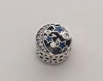 Genuine Pandora Vintage Night Sky Moon Charm 791992CZ