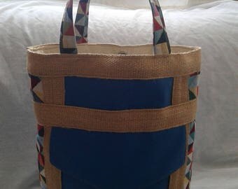 Blue leatherette handbag